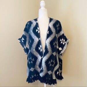 American Eagle Aztec Open Front Vest Fringe Cardigan - L/XL
